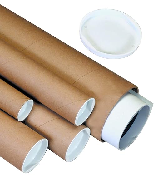 BOX USA BP3026K Mailing Tubes with Caps, 3" x 26", Kraft (Pack of 24)