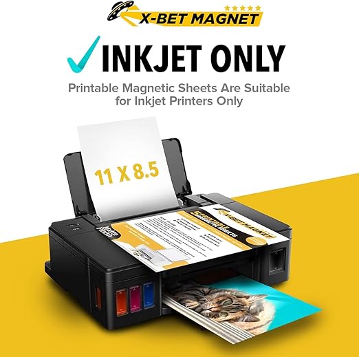 X-bet MAGNET Inkjet-Optimized Printable Magnetic Sheets - 8.5x11 Paper for DIY Stickers, Decorations, Labels - Easy to Print, Cut & Create Your Own Magnets (Glossy, 15pcs)