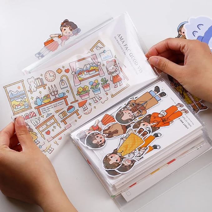 Doraking A6 Storage Folder, Sticker Collecting Album Organization Sheets Book Accessories for Labels Storage Planner Stickers Organizers Collector Recipe Cards Back to School Gifts