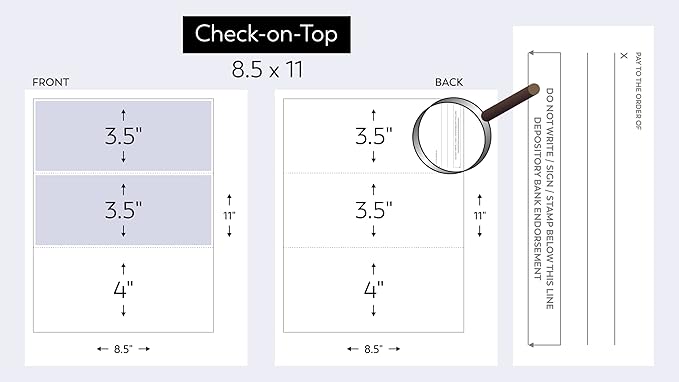 Business Voucher Check Stock - 2500 Sheets, Check on Top, Blue Marble