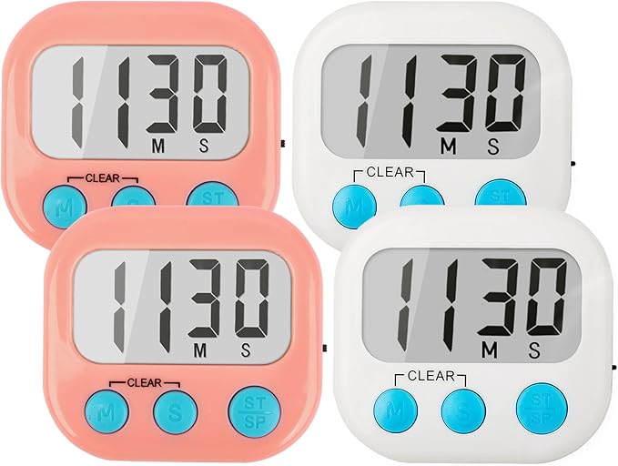 Classroom Timers for Teachers Kids Large Magnetic Digital Timer 4 Pack Pink White