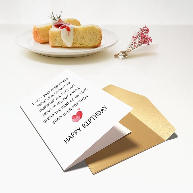 Chenive Sweet Birthday Card for Him Her, Romantic Poem Birthday Card for Husband Wife, Happy Birthday Card for Boyfriend Girlfriend Soulmate, Love of My Life