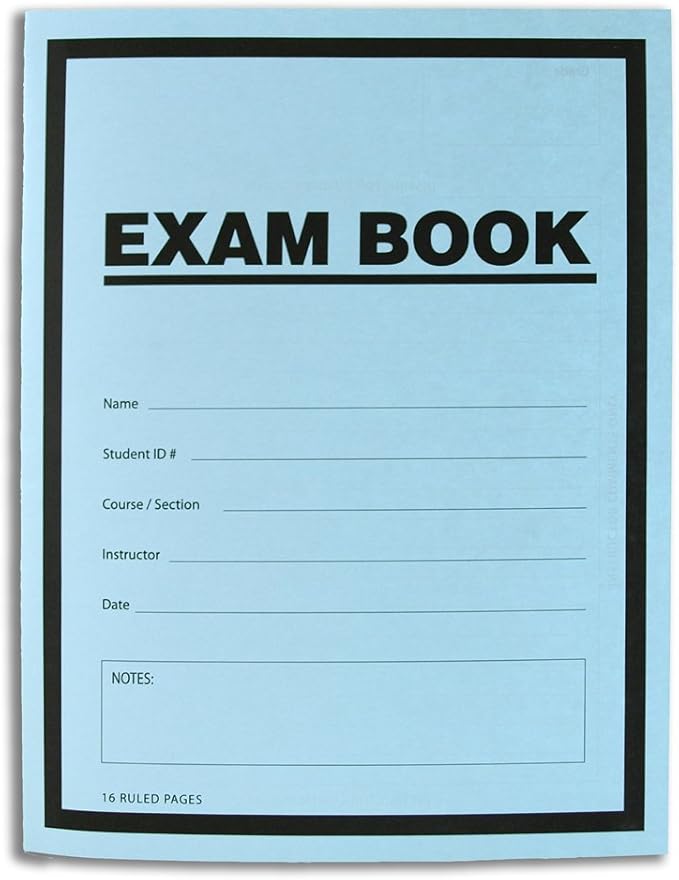BookFactory Exam Blue Book Blue Exam Booklet Test (100 Pack) (Ruled Format - 8.5" x 11" - 16 Numbered Pages) Saddle Stitched (LAB-016-7RSS (Exam Book) 100 Pack)