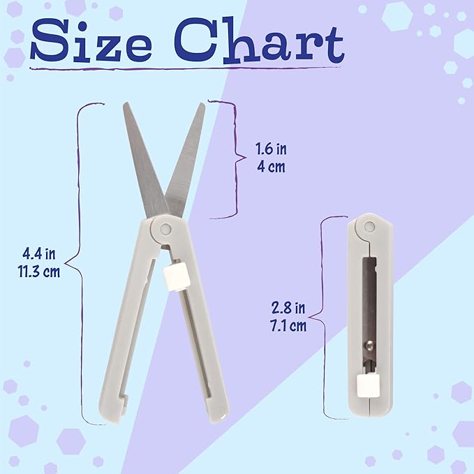 JubileeYarn Push Open Folding Safety Scissors - Grey - 3 Pairs
