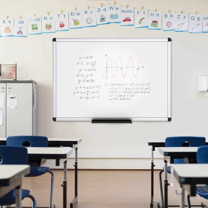 VIZ-PRO Magnetic Whiteboard/Dry Erase Board, 48 X 24 Inches, Includes 1 Eraser & 2 Markers & 4 Magnets