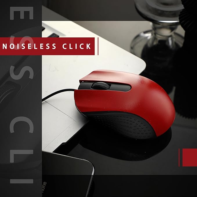 Hoteam 12 Pcs Wired Computer Mouse Bulk Cord USB Computer Mice Ergonomic Wired Mouse for Pcs, Computers, Laptops, Gaming Office Home Supplies (Red)