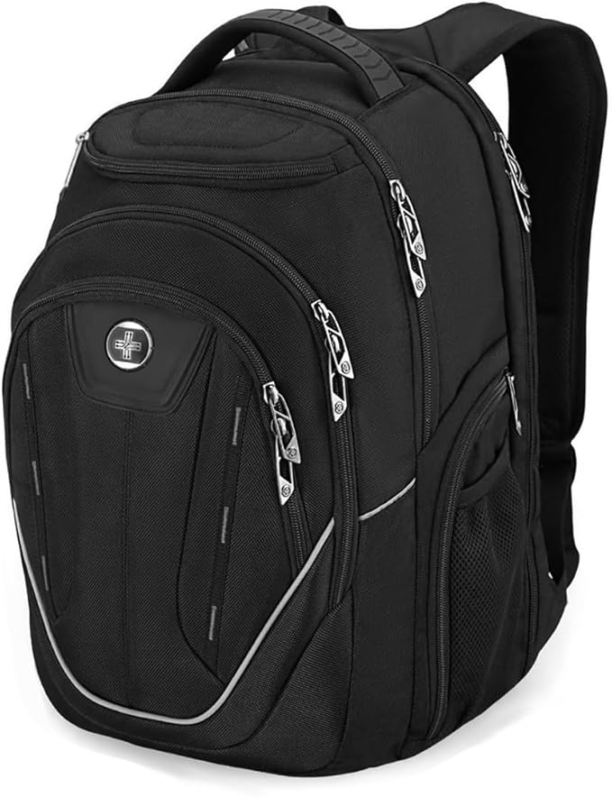 Swissdigital Design Large Travel Backpack For Men, TSA-Friendly Business Laptop Backpack, USB Charging Port,RFID Protection Tech Backpack Fits 15.6Inch Laptop (TERABYTE J16BTF-02) One Nation One World