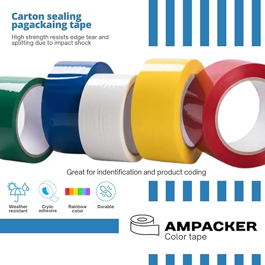 Heavy Duty Packaging Color Tape for Shipping,Packing and Moving 2" Wide x 2.0 Mil Thick -110 Yrd Roll -Acrylic Adhesive Tape for Box Sealing. (36 Rolls, Yellow, 2" Wide x 110 yds)
