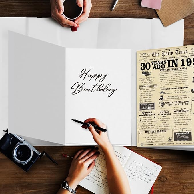 Vintage 30th Birthday Card Gifts for Women Men,Happy 30 Year Old Birthday Party Decorations for Husband Wife,Jumbo 30th Anniversary Wedding Gifts Card for Him Her,Back in 1994