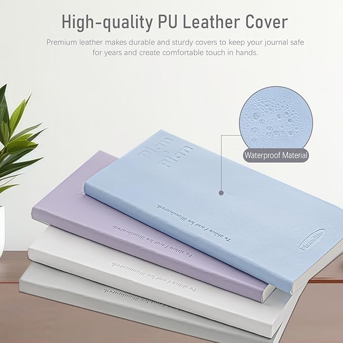 Soft Leather Pocket Notebook - 3.5" x 7.3" - to Do List Daily Planner with 160 Pages & Stickers - Ideal for Daily Plans, School, and Office Supplies (White)