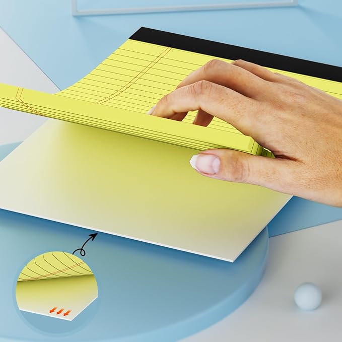 Legal Pads 5 x 8 inch - 8 Pack Yellow Note Pads, 30 Sheets per Notepad, College Ruled Legal Pads, Pads of Paper Writing Pad - Ideal for Office, School or Home Use