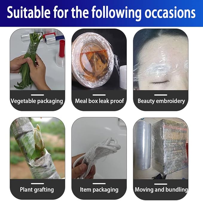 4 Pack Industrial Clear Stretch Wrap Film, 80 Gauge Thick, 3" x 1000ft Plastic Pallet Film, Industrial Strength Stretch up to 500% Stretch for Moving, Furniture, Wrapping, Shippin,Packing Materials