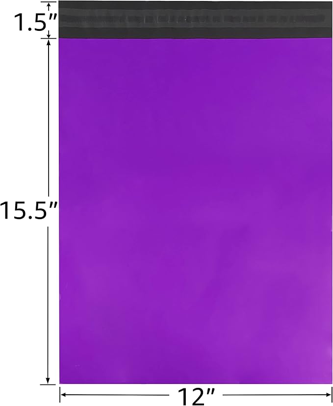 Colored Poly Mailers Pack of: Be creative with your packaging with Colored mailers (Purple, 12" x 15.5" pack of 500)