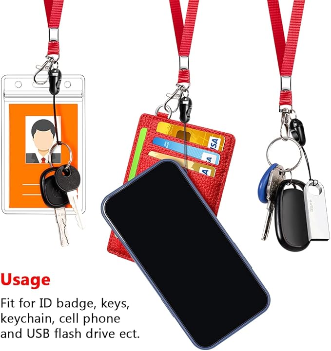 6 Pack Neck Lanyard with ID Badge Holder, Office Strap Lanyards, Stainless Metal Swivel Hook for Name Tag, Badge Holders, Keychains, Card, Multi-Color