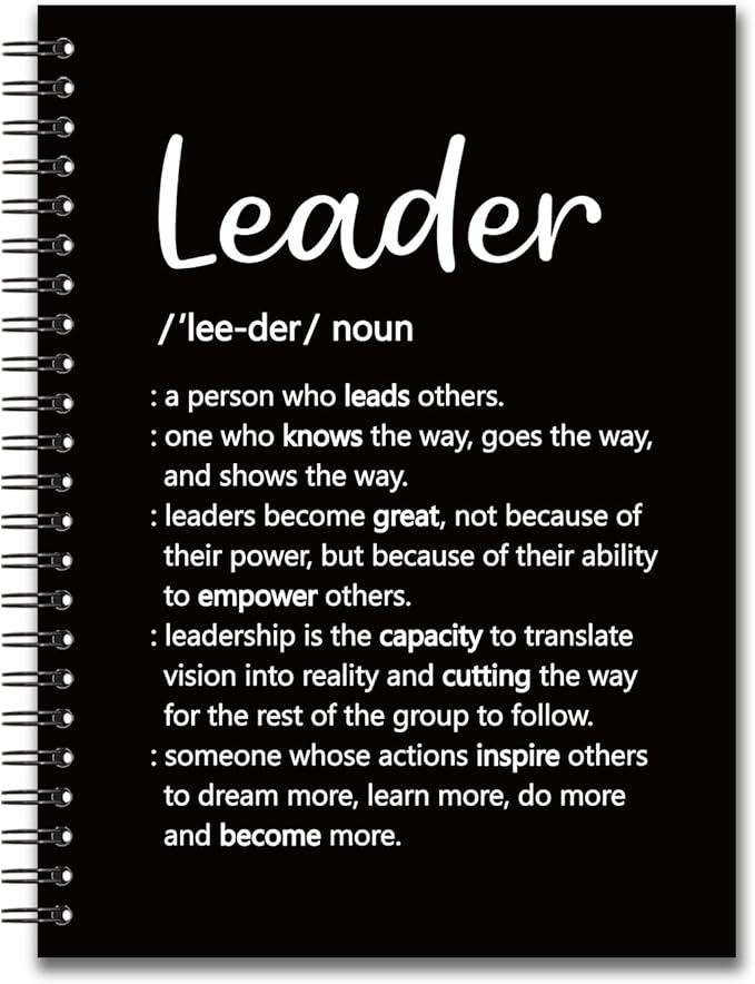 YAZMEEN Leader Blank Spiral Notebook(160 Pages) Leader Definition Hardcover Sketchbook Leadership Gift Thank You Gift for Women Men Leader Boss Funny Notebook Birthday Gift for Leader Mentor Manager