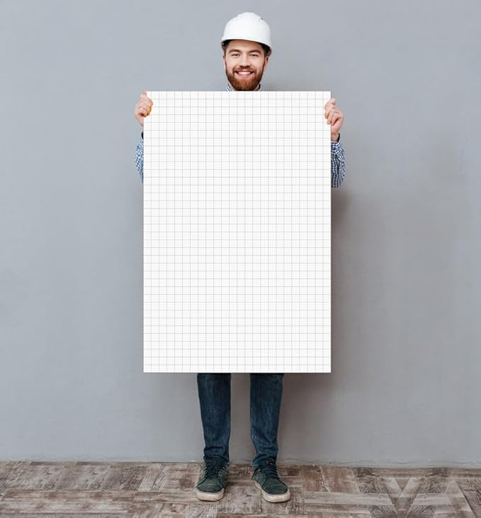 Graph Paper Pad - 24" x 36" Large Graph Paper, 25 Sheets/50 Pages, 4"x4" Ruled Grid Paper for Engineer Architect Designer Mathematician Draftsmen Sketch House Commercial Building Plan Drafting