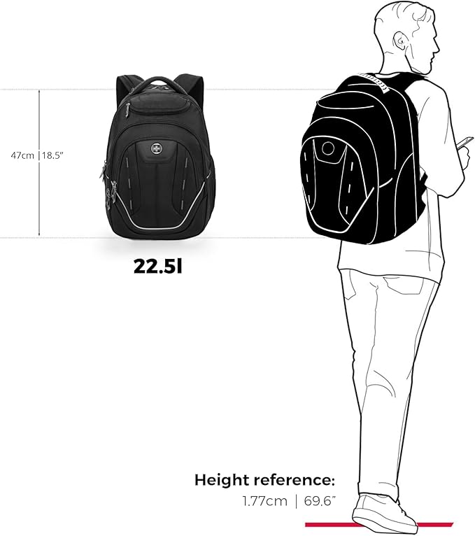 Swissdigital Design Large Travel Backpack For Men, TSA-Friendly Business Laptop Backpack, USB Charging Port,RFID Protection Tech Backpack Fits 15.6Inch Laptop (TERABYTE J16BTF-02) One Nation One World