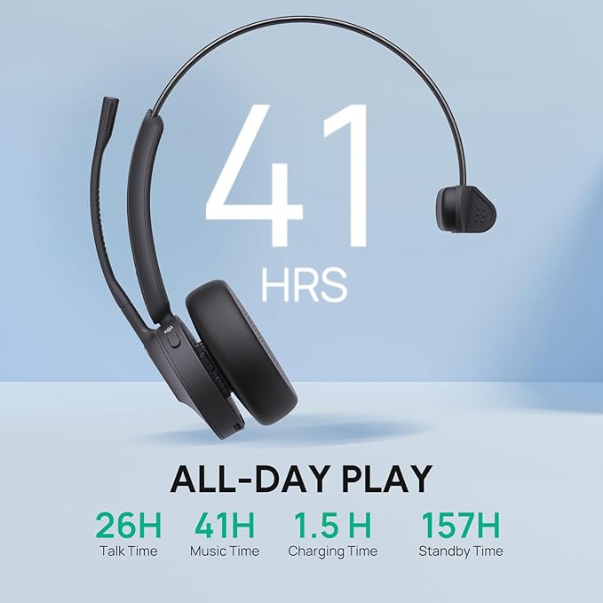Yealink WH64 Hybrid with DECT Dongle, 492ft Range, 26 Talk Time Bluetooth Headset for Microsoft Teams, Zoom Skype Certified, Noise Cancelling Headset with 3X Mic, Work Headset for Laptop,PC Phone