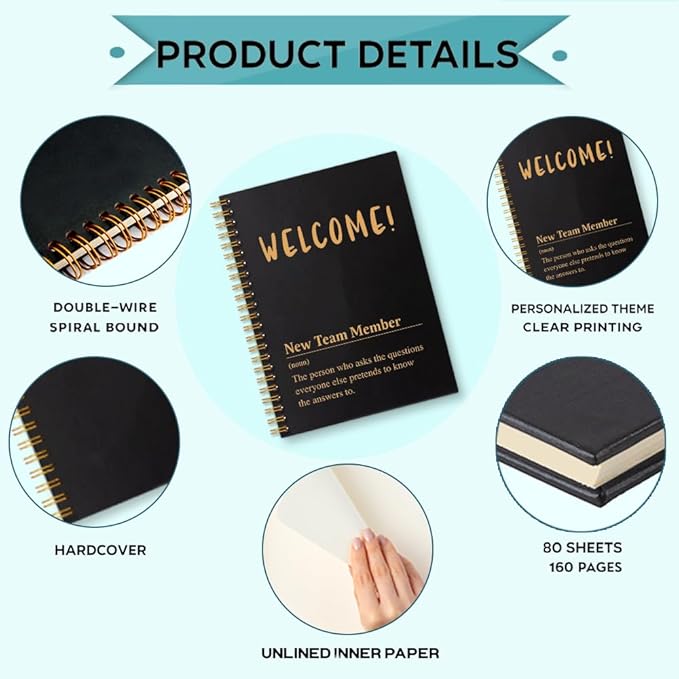 Welcome New Team Member 160 Blank Pages Spiral Notebook, New Hire Gifts for Colleague, New Job Gifts for Coworkers, New Employee Welcome Gifts, Team Notebooks for Employees, Team Member Gifts