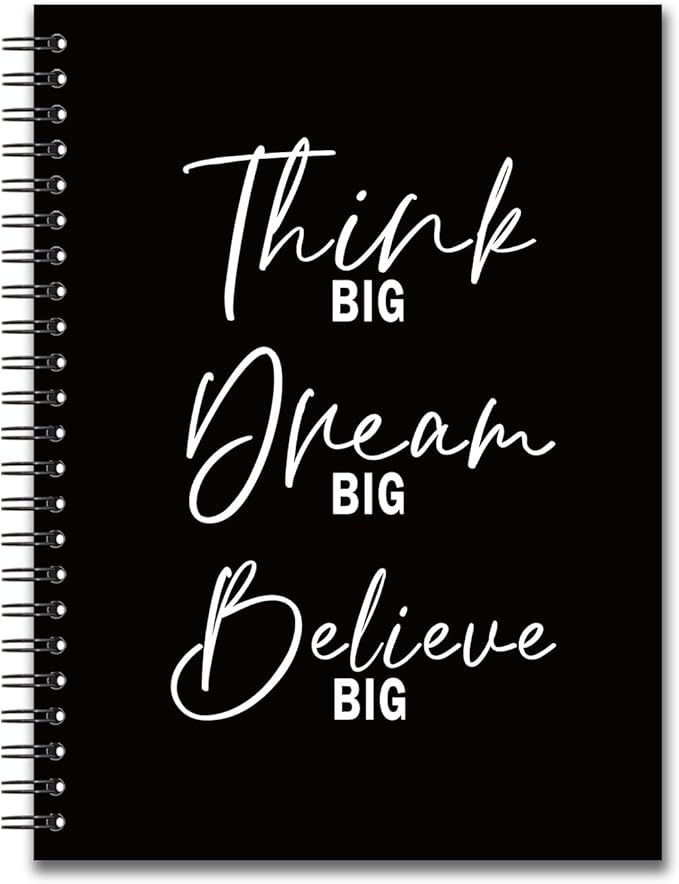 YAZMEEN Motivational Blank Spiral Notebook(160 Pages) Think Big Dream Big Believe Big Hardcover Sketchbook Inspirational Gift Funny Notebook Birthday Gift for Women Men Teen Student Friend Colleague