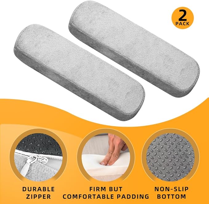 Office Chair Armrest Pads Covers with Memory Foam Elbow Pillow for Forearm Pressure Relief, Arm Rest Covers for Office Chairs, Wheelchair, Comfy Gaming Chair(Grey)