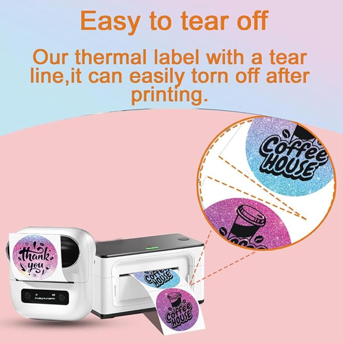 2 x 2 Round Thermal Labels, 2 inch Round Thermal Sticker Labels for Business and Home, for Label Printer, for M110/M220/M221 Label Maker,140 Labels for Printer, White