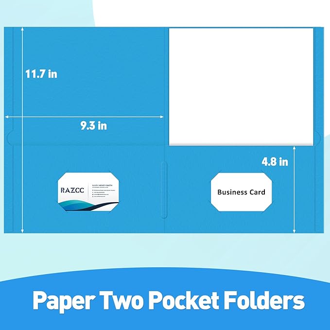 Two Pocket Folders, RAZCC 75 Pack 2 Pocket Folders Fit Letter Size Paper, Paper Folders with Pockets for School Office Business Home, Assorted 5 Colors