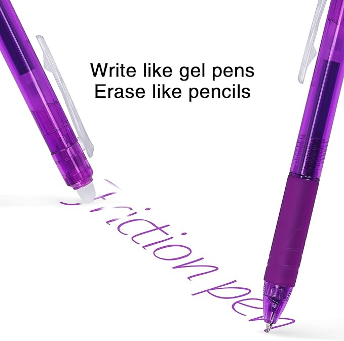 8 Pack Retractable Erasable Gel Pens Clicker Fine Point 0.7mm, Make Mistakes Disappear Comfort Grip for Drawing Writing Planner and School Supplies, Assorted Color Inks