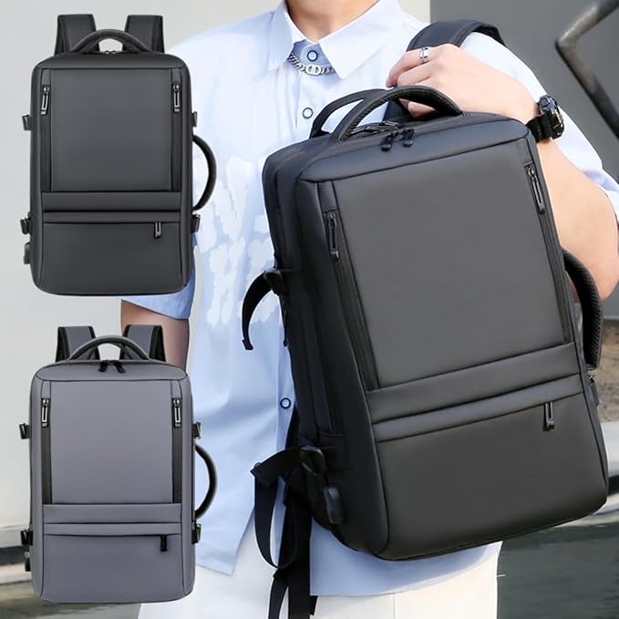 Travel Backpack for Women, Business Anti Theft Water Resistant Durable Scalable Laptop Backpack with USB Charging Port, 17 Inch Computer Bag Rucksack Casual Daypacks, Gifts for Men & Women, Black