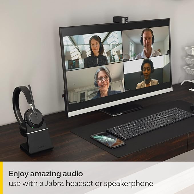 Jabra PanaCast 20 4K Video Conferencing Camera - Flexible Plug & Play Personal Video Solution Computer Webcam with AI-Powered 4K Ultra-HD, Intelligent Zoom, and Lighting Optimization - Black