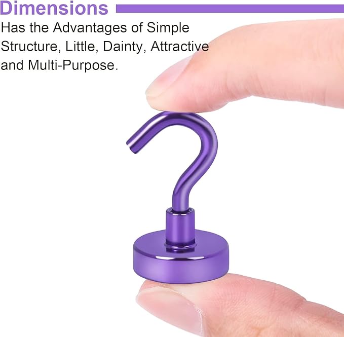 DIYMAG Magnetic Hooks, 30Lbs Strong Heavy Duty Cruise Magnet S-Hooks for Classroom, Fridge, Hanging, Cabins, Grill, Kitchen, Garage, Workplace and Office etc, (10 Pack-Purple)
