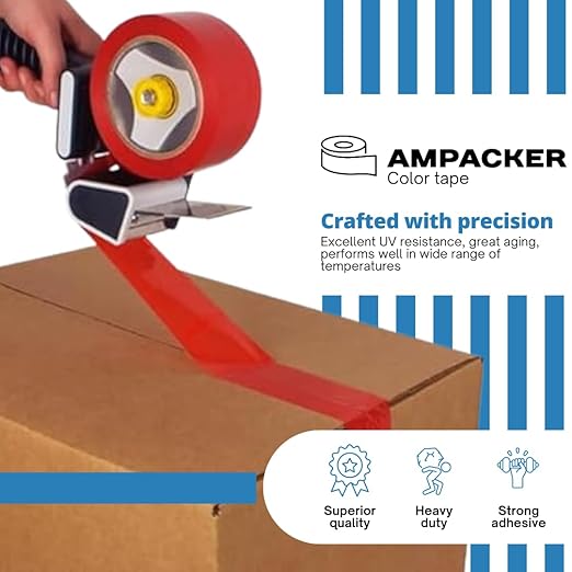 Heavy Duty Packaging Color Tape for Shipping,Packing and Moving 2" Wide x 2.0 Mil Thick -110 Yrd Roll -Acrylic Adhesive Tape for Box Sealing. (36 Rolls, Red, 2" Wide x 110 yds)