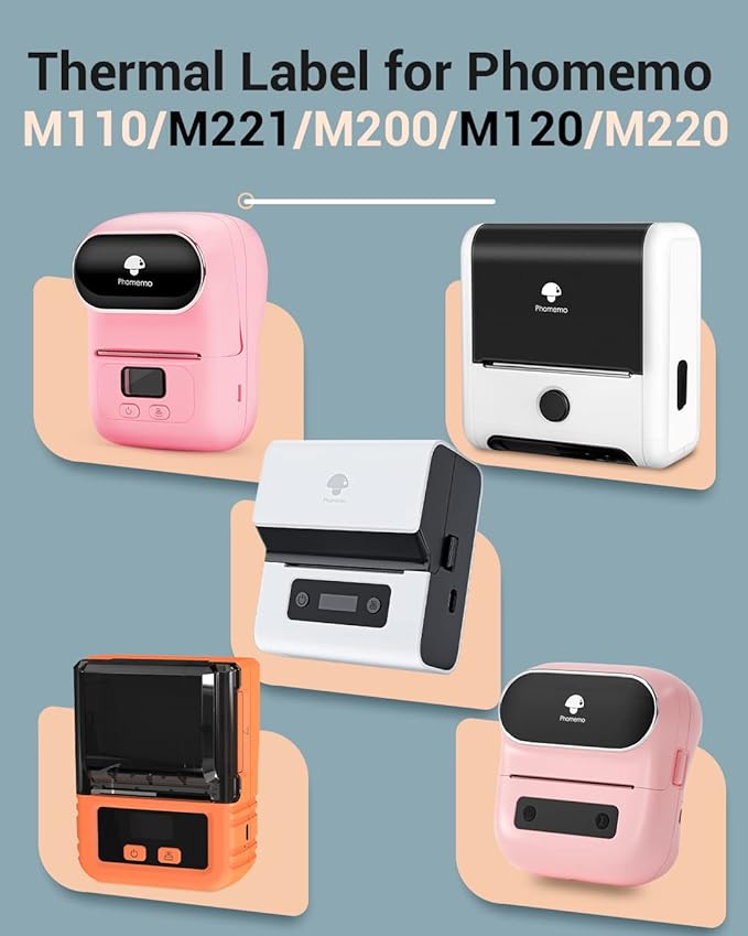 Phomemo Thermal Labels-for M110/M221/M220/M120/M200,1.57"x1.18"(40x30mm),230 Labels/Roll, for Barcode/Address/Mailing/Logo/Business/Home Tag