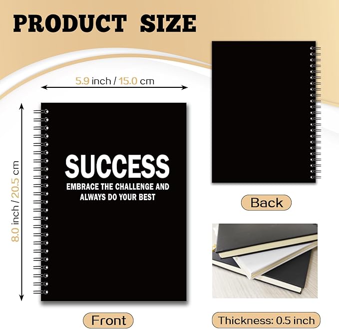 YAZMEEN Success Definition Blank Spiral Notebook(160 Pages) Embrace The Challenge and Always Do Your Best Hardcover Sketchbook Funny Inspirational Notebook Gifts for Colleague Boss Leader Supervisor