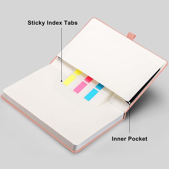 RETTACY Graph Paper Notebook, A5 Grid Notebook Journal with 192 Pages, 5.7'' × 8.3'', Medium Size, Leather Hardcover, 100 GSM Thick Paper, for Students, Homework, Math, Engineering (Pink)