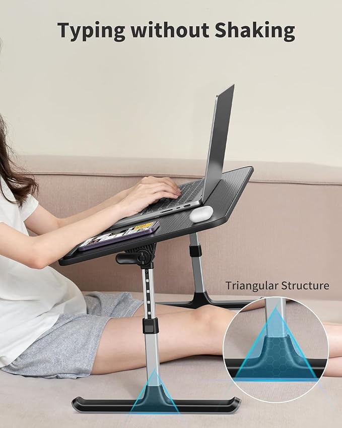 Laptop Desk for Bed, SAIJI Lap Desks Bed Trays for Eating Writing, Adjustable Computer Laptop Stand, Foldable Lap Table in Sofa and Couch (23.6 x 13,Black)
