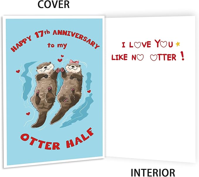 Romantic 17th Anniversary Cards for Women Men,17th Wedding Anniversary Card Gift for Husband Wife,17 Year Anniversary Card for Her