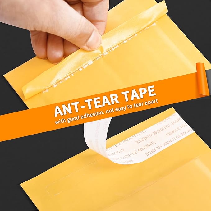 DaSen Kraft bubble mailers 4x7 Inch 50 Pack,Self-Sealing Paper Envelopes for Packaging,Strong Adhesion Envelope Mailers, Small Waterproof Cushioned Padded Shipping Bags Yellow #000