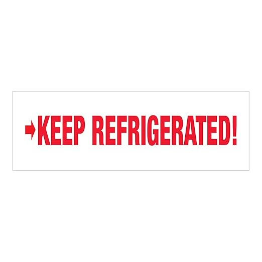 Aviditi Tape Logic 2 Inch x 110 Yard 2.2 Mil Red/White, Heavy Duty Packing Tape,"Keep Refrigerated" 6 Pack, Perfect for Packing, Shipping, Moving, Home and Office