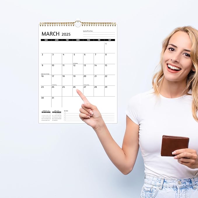 Wall Calendar 2025 β Calendar 2025 Wall, 12 Monthly Calendar, Jan 2024 - Dec 2025, 11.5 x 14.5 In, 2025 Calendar with Large Blocks, Thick Paper, Holidays, To-do οΌ Notes, Great for Organizing