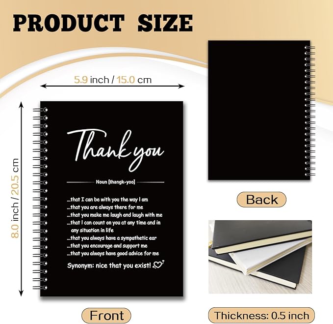 YAZMEEN Thank You Blank Spiral Notebook(160 Pages) Thank You Gift Hardcover Sketchbook Employee Appreciation Gift Coworker Leaving Gift Funny Notebook Gift for Work Bestie Colleague Teacher Friend