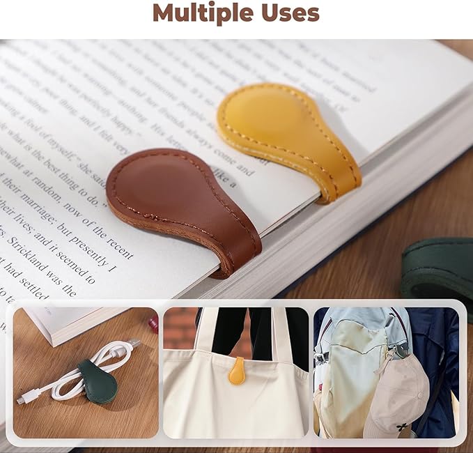 Personalized Magnetic Leather Bookmark, 26 Letters Custom Leather Bookmarks, Handmade, Leather Magnetic Bookmark for Book Lovers Readers Women Kid(Red,Z)