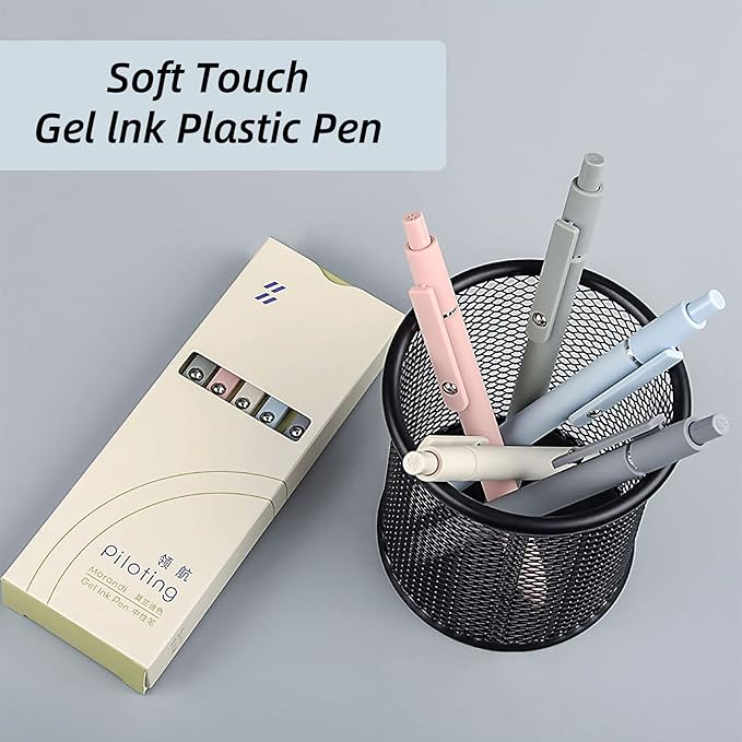 Gel Pens, 0.5mm Fine Point Smooth Writing Japanese Cute Pens, High-End Series Black Ink Pens for Journaling Note Taking, School Office Supplies for Women Men (5 Pcs Morandi)