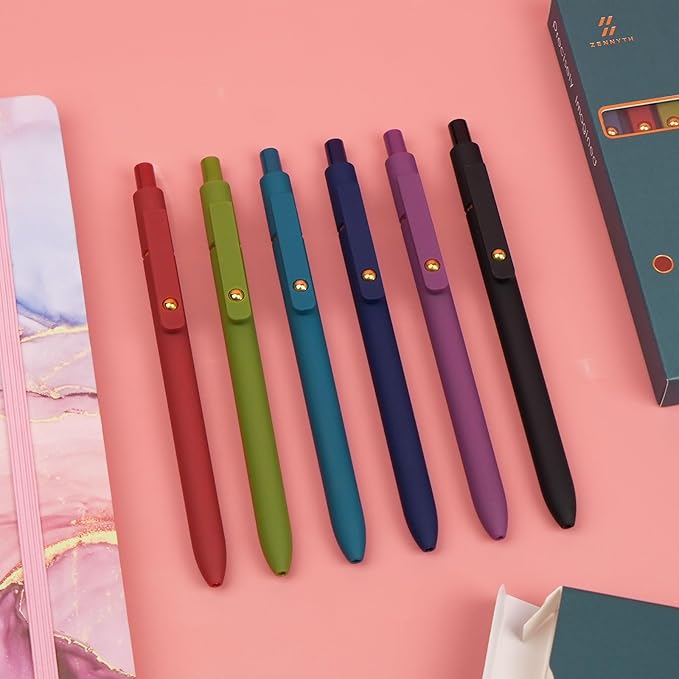 Ddaowanx Colorful Gel Pens, 0.5mm Fine Point Retractable, Cute Pens with Colored Writing and Sketching, Nursing School Essentials,School Supplies, Gifts for Nurse (12Pcs-Vintage Colors)