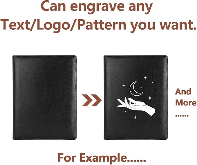 Personalized Padfolio - Customized Leather Portfolio with Logo or Text - Professional Business Portfolio with A4/US Letter Writing Pad Holder for Resumes and Interviews, Brown