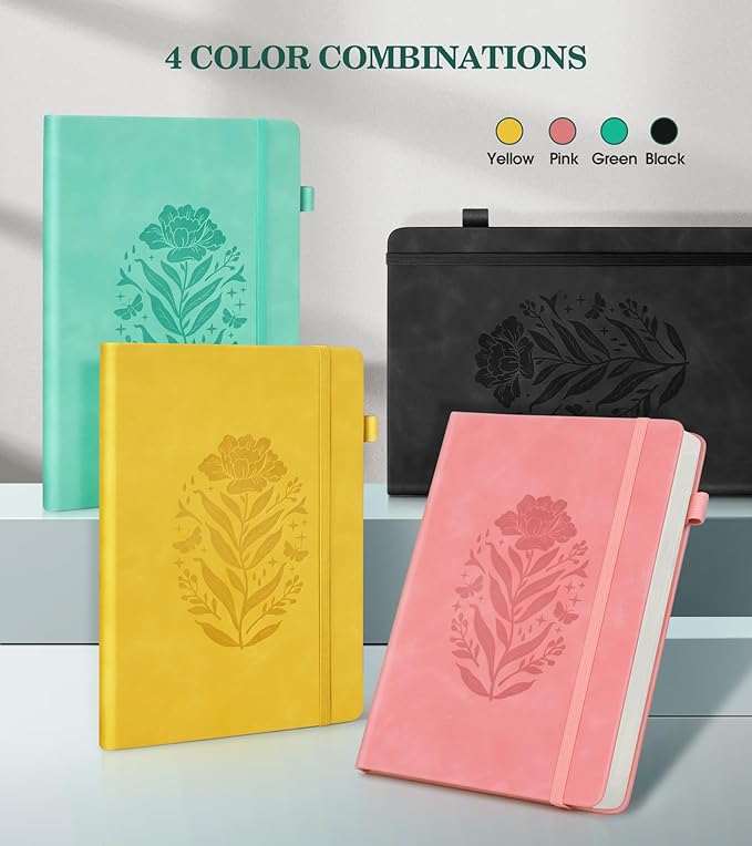 Lined Journal Notebook for Women, A5 Hardcover Leather Journals for Writing, 200 Pages Thick Travel Daily Journal, College Ruled Notebook for Work School, Note Taking, Business 5.75'' X 8.38'' Cyan