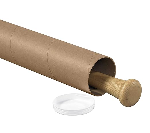 BOX USA BP3026K Mailing Tubes with Caps, 3" x 26", Kraft (Pack of 24)