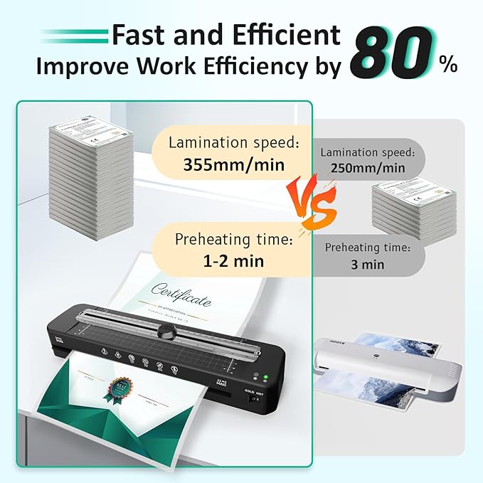 Laminator, 13 Inch Laminator Machine, 11x17 Laminator with 50 Laminating Sheets, Cold & Thermal Laminator Built-in Paper Cutter & Corner Rounder, A3 Laminating Machine for Classroom Home School