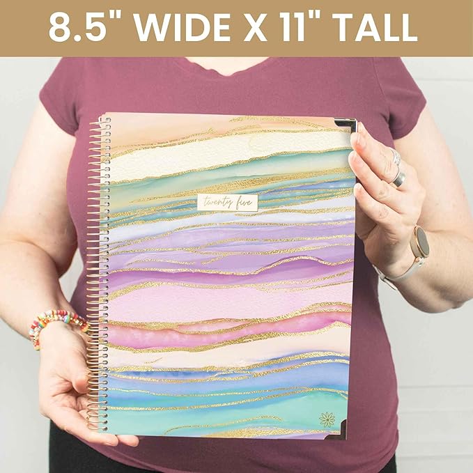 bloom daily planners 2025 Planner HARDCOVER (8.5" x 11") Calendar Year Day Planner (January 2025 - December 2025) - Appointment Goal Organizer - Monthly & Weekly Inspirational Agenda Book - Watercolor Waves