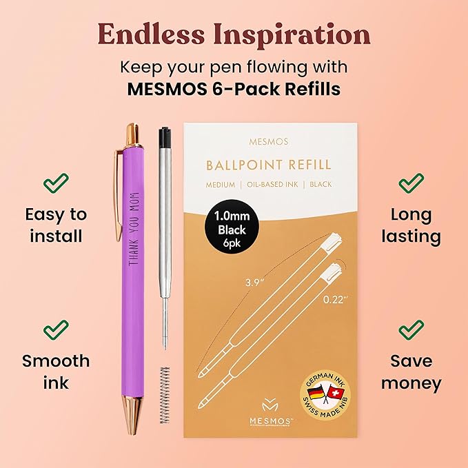 MESMOS 3Pk Fancy Pens for Mom, Christmas Gifts for Mom, Gifts for Mom Christmas Unique, Presents for Mom from Daughter or Son, Happy Birthday Gifts for Mom, Best Mom Ever Gift, Smooth Writing Pen Set